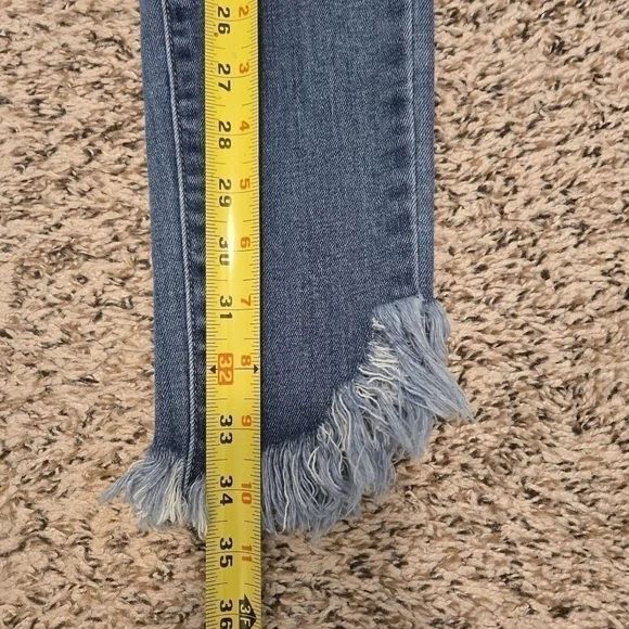 Just Black Denim Flex Waist Mid Rise Jeans with Fringe Ankles Hems Size 24 - Picture 9 of 15